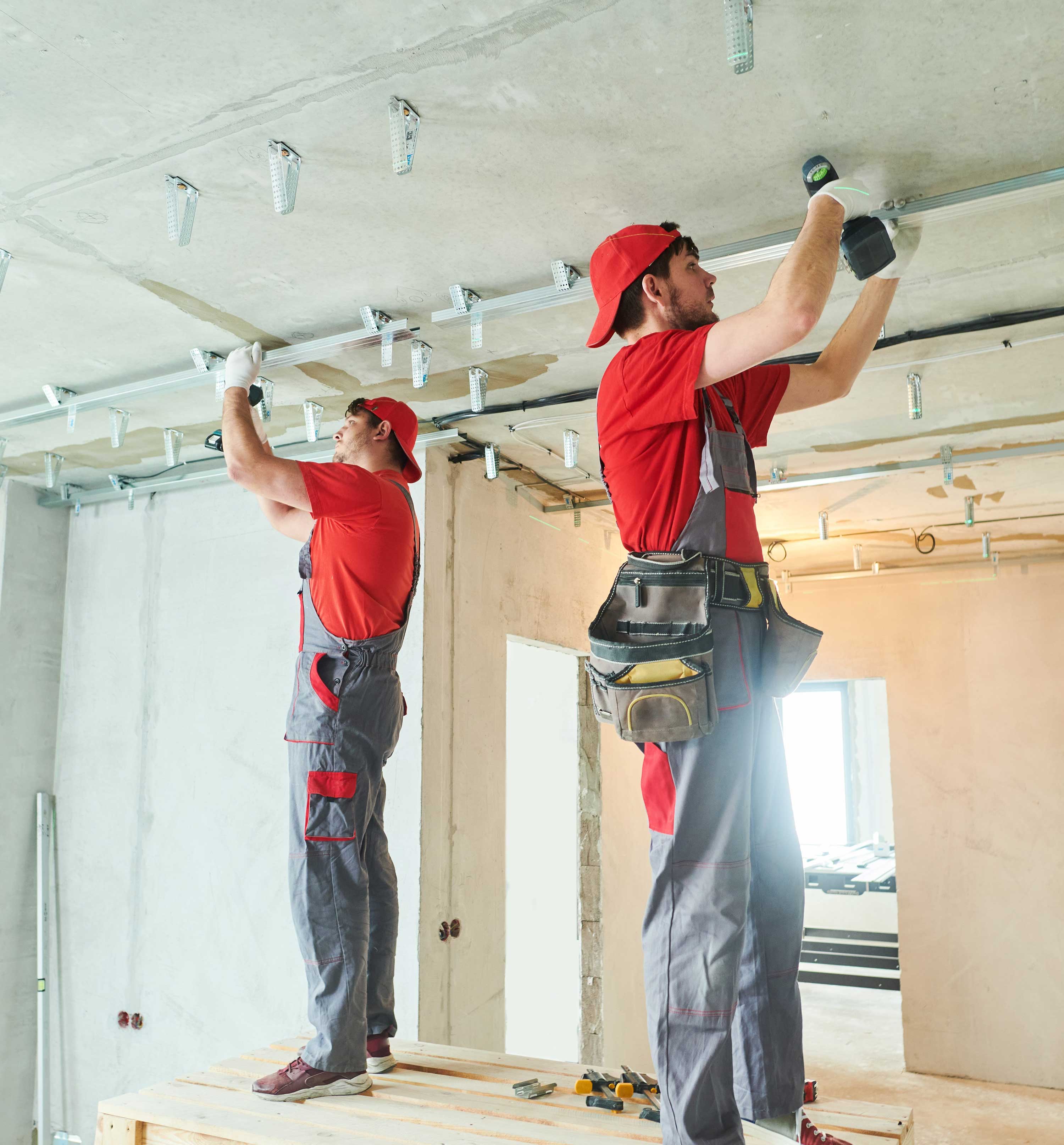 Professionals working on interior fit-out project